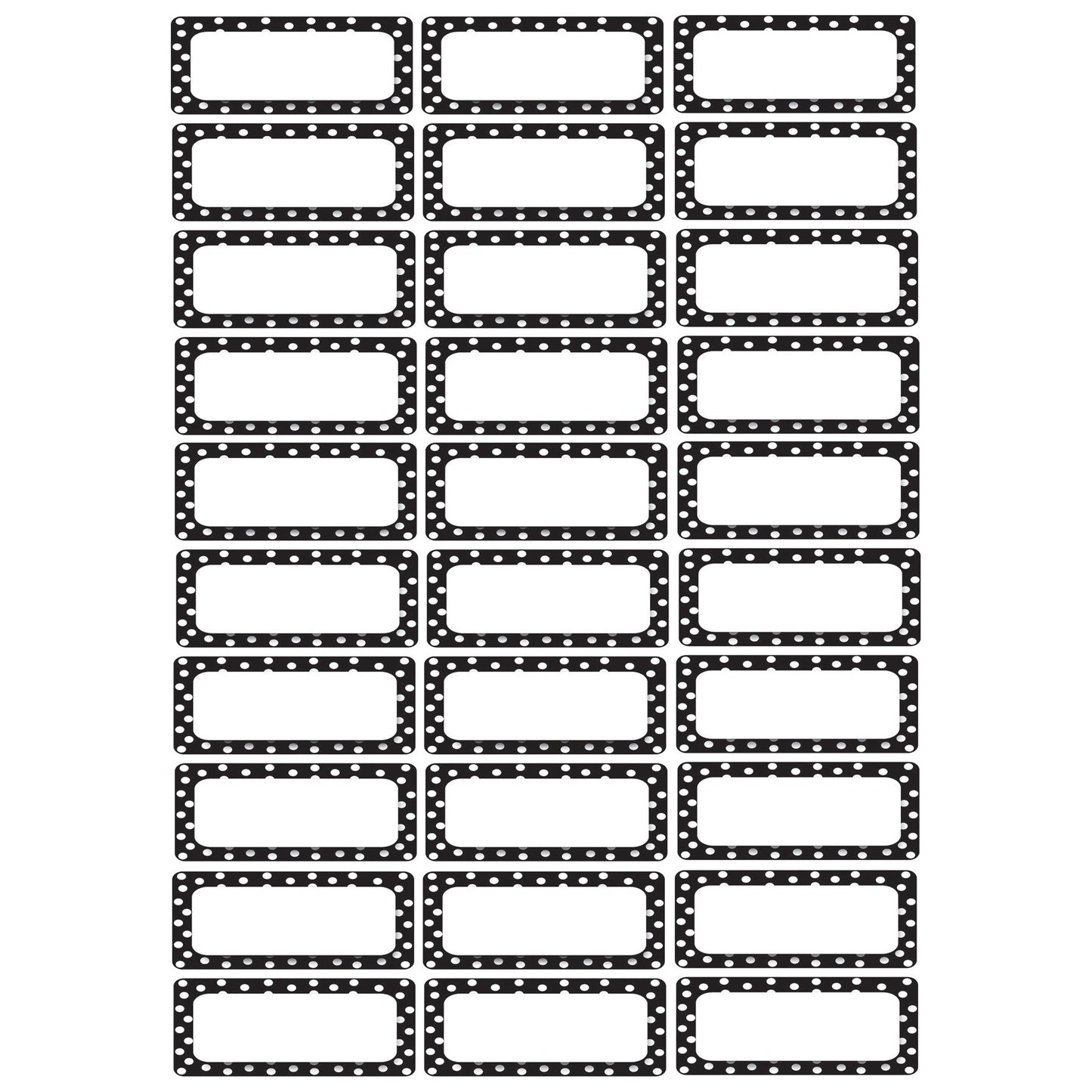 Die-Cut Magnetic Foam Black & White Dots Labels/Nameplates, 30 Per Pack, 3 Packs