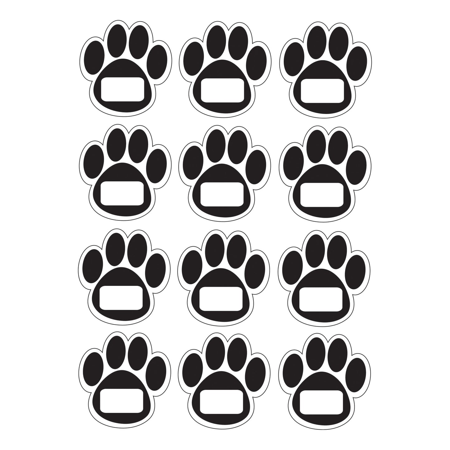 Die-Cut Magnetic Black Paw Prints, 12 Per Pack, 6 Packs