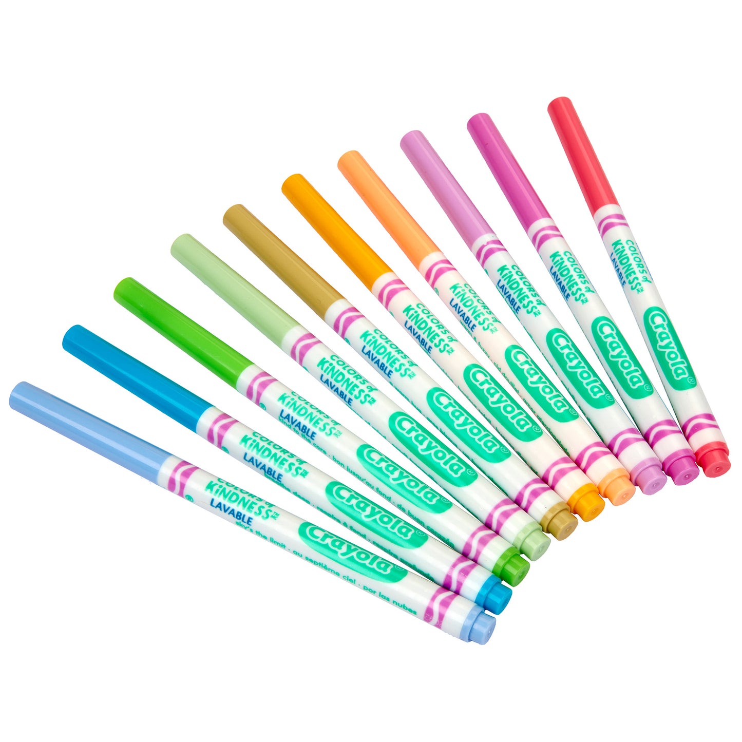 Colors of Kindness Fine Line Washable Markers, 10 Per Pack, 6 Packs