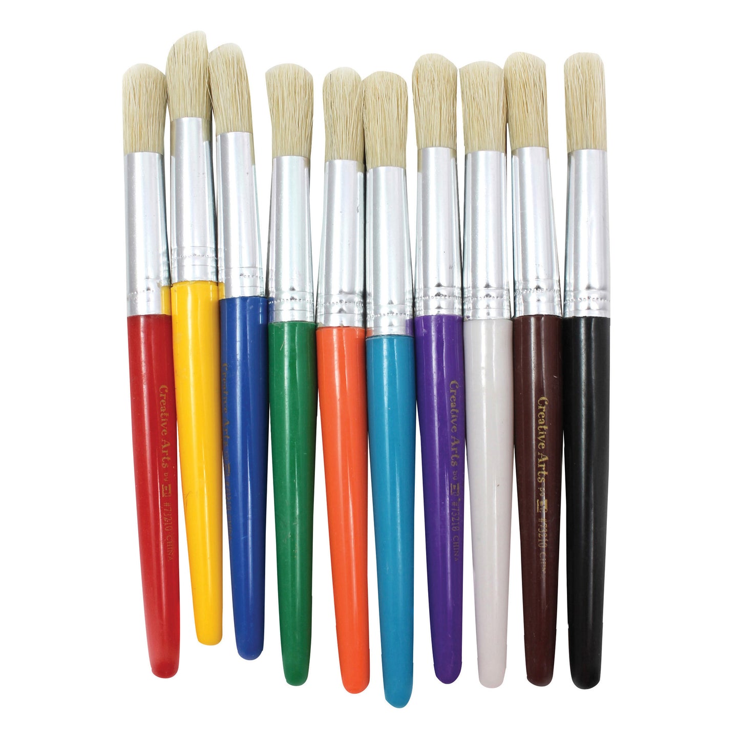 Creative Arts Stubby Round Brushes, Assorted Colors, 10 Per Pack, 3 Packs
