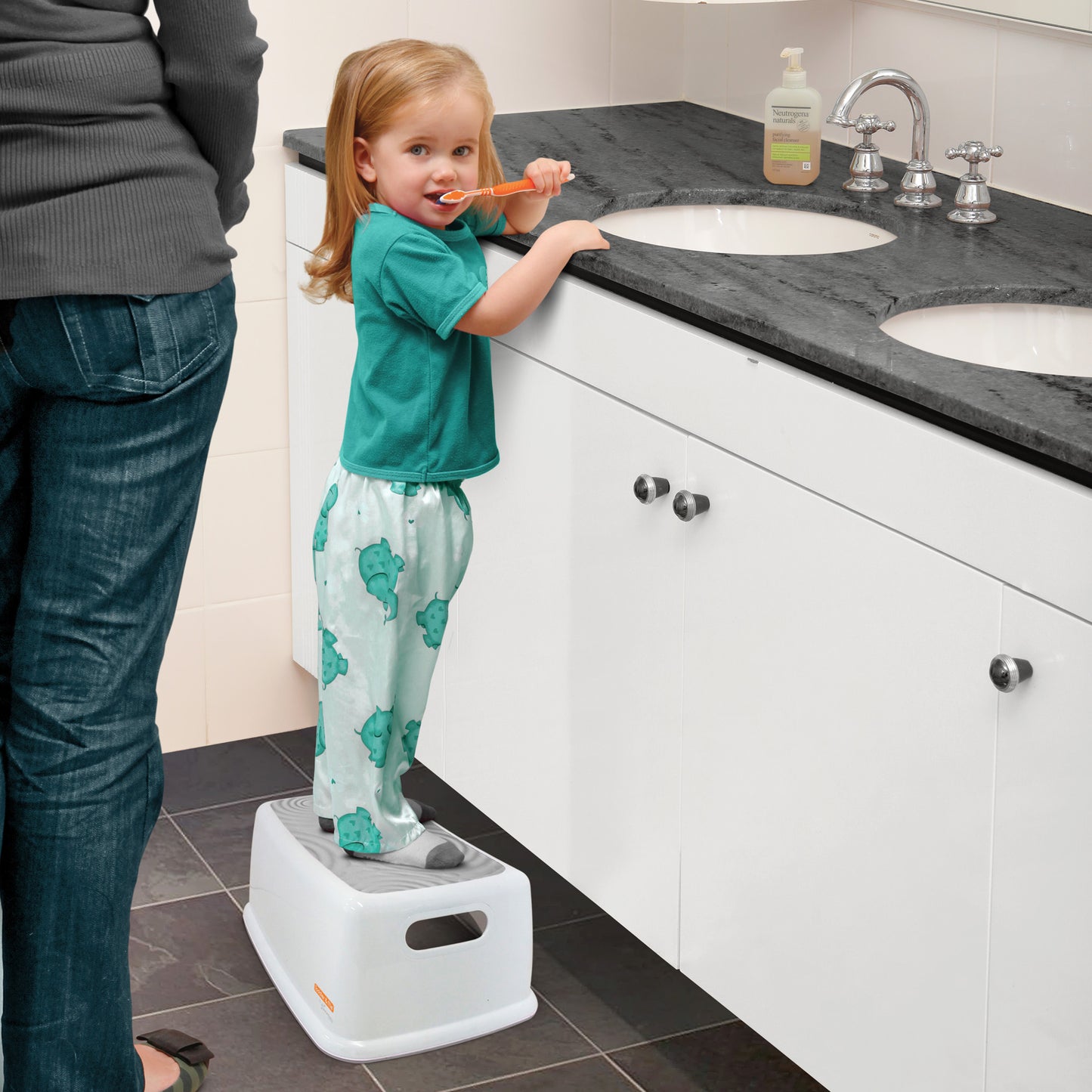 Toddler & Me™ Step Stool, Gray/White