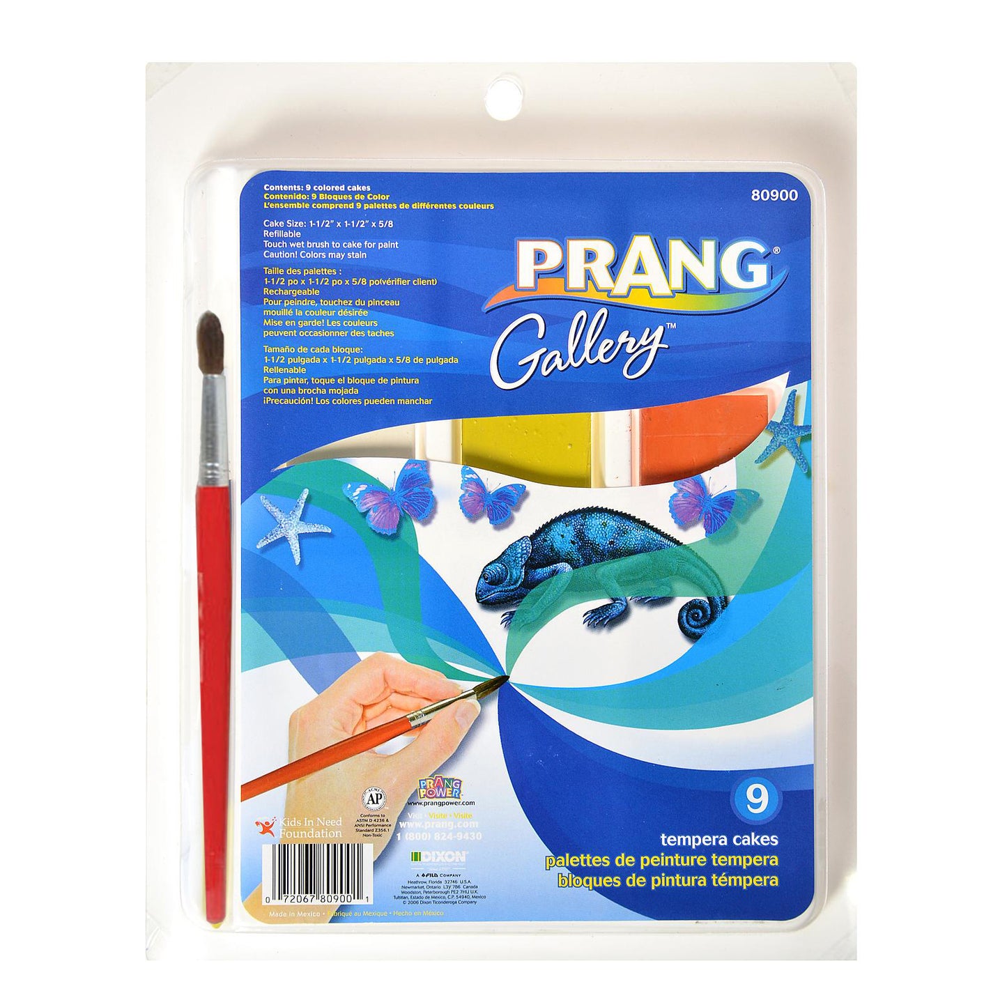 Gallery™ Tempera Cake Set, 9 Colors with Brush