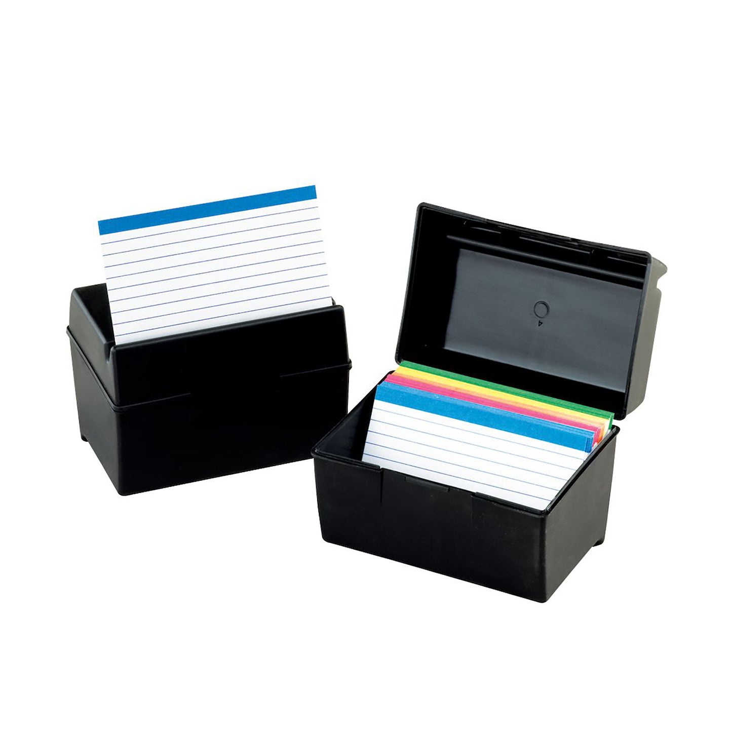 Plastic Index Boxes, 4 x 6, 400 Card Capacity, Black, Pack of 3