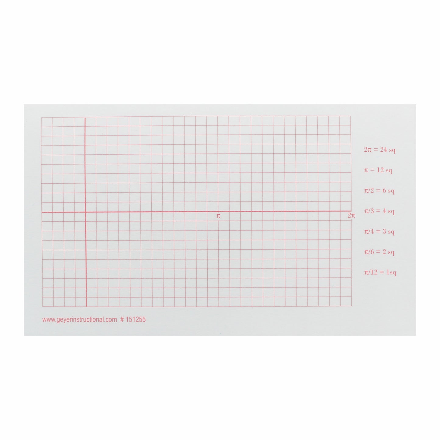 Graphing 3M Post-it® Notes, 3" x 5", Trigonometry Grid, Radian, 3 Pads