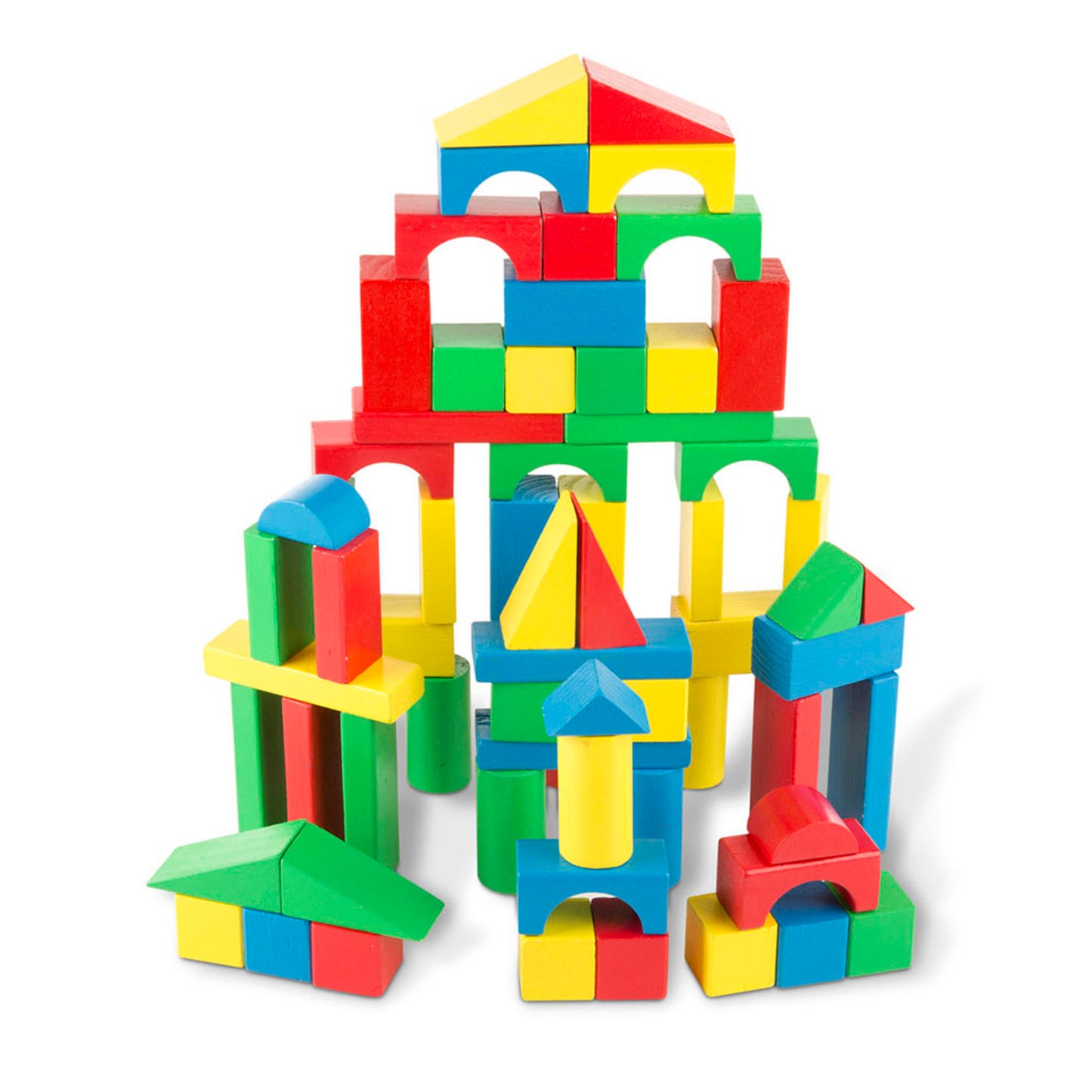 Painted Wood Blocks Set, 100 Pieces