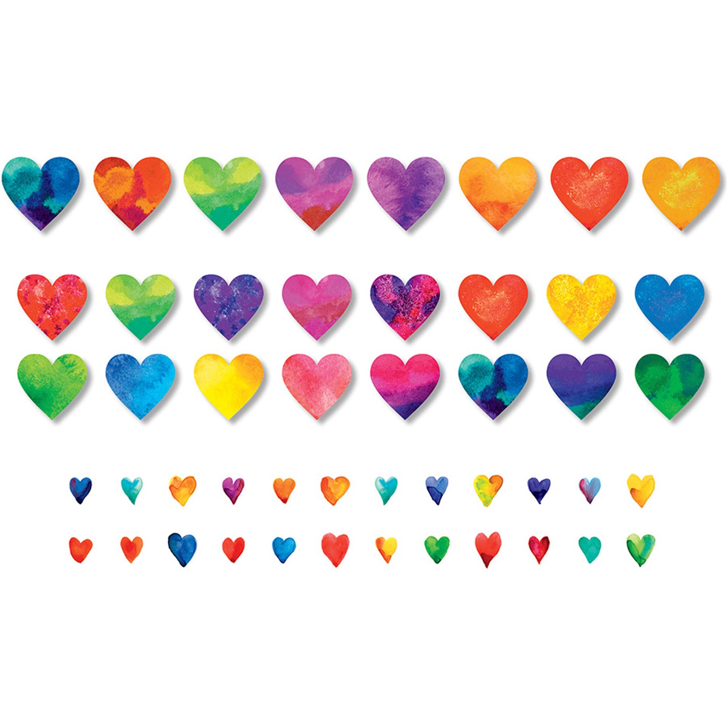 Watercolor Hearts Accents, 48 Per Pack, 6 Packs