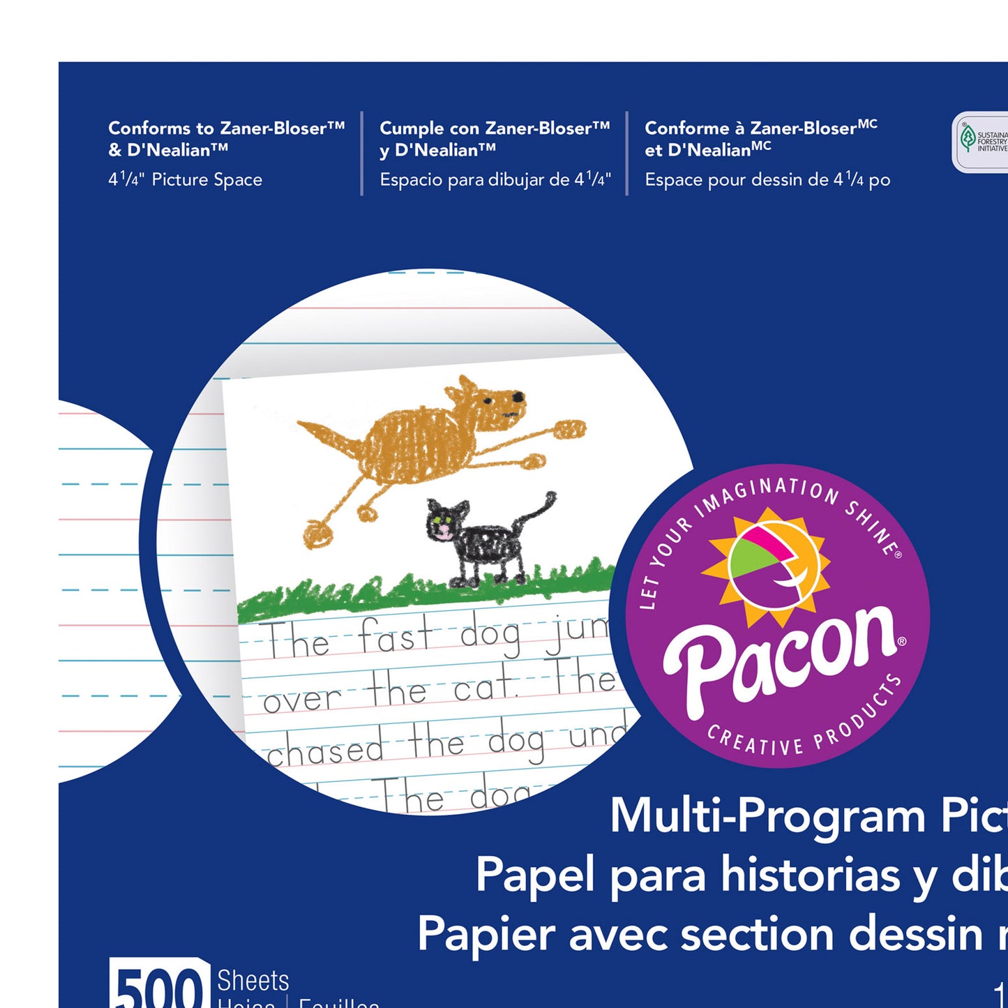 Multi-Program Picture Story Paper, 5/8" Ruled, White, 12" x 9", 500 Sheets