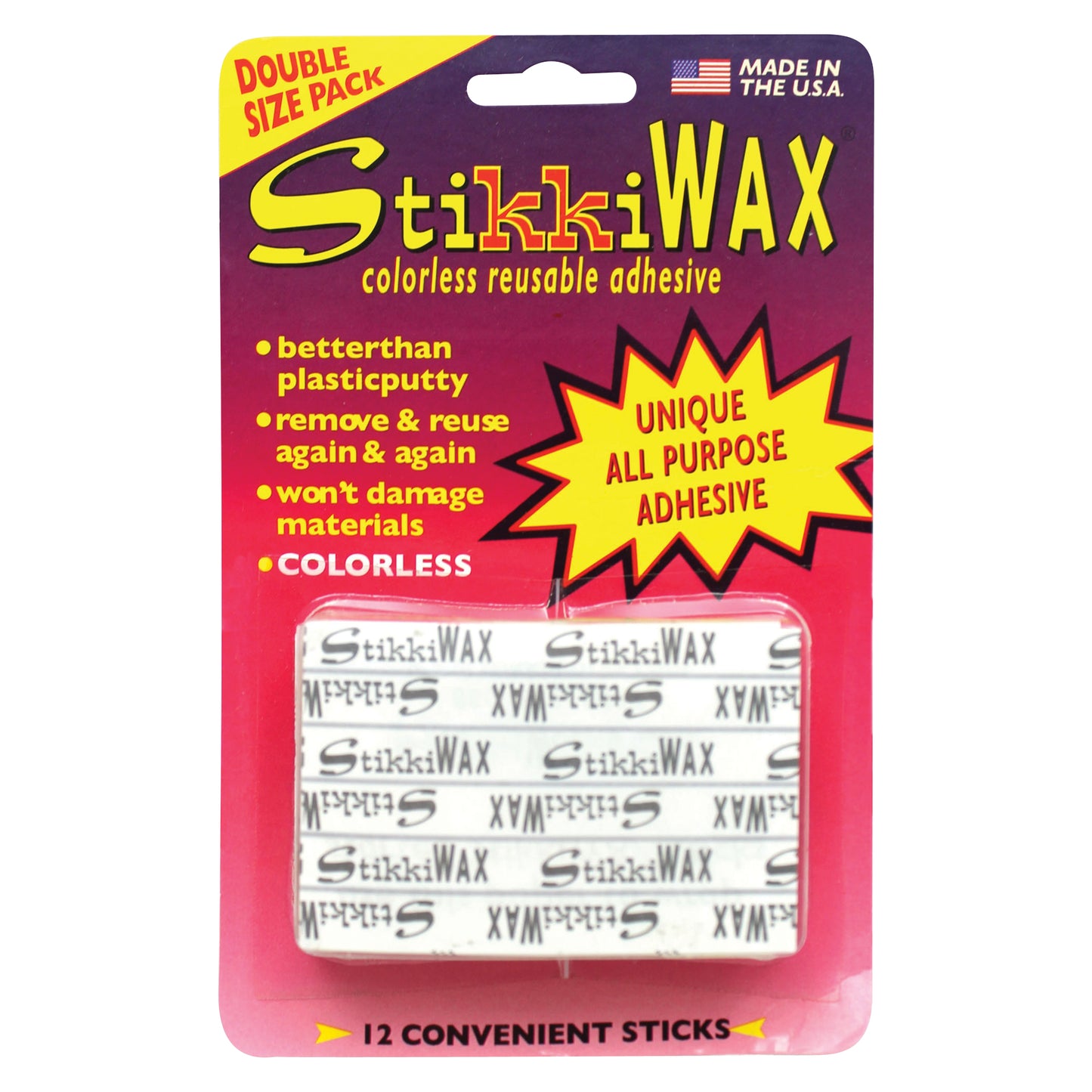 StikkiWAX™ Adhesive Bars/Sticks, 12 Per Pack, 6 Packs