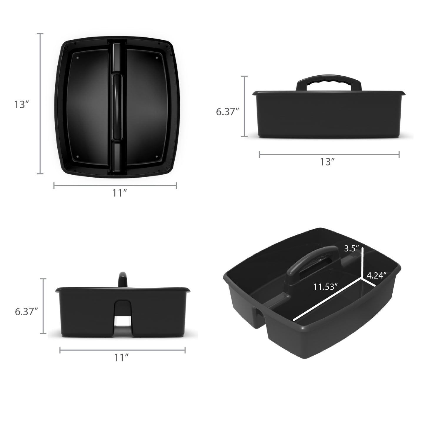 Large Caddy, Black, Pack of 3