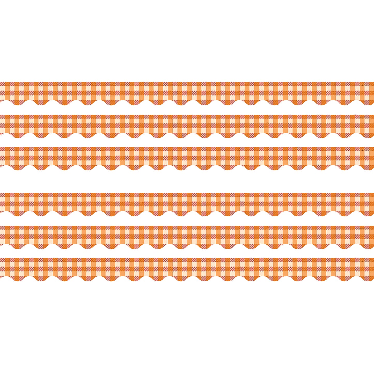 Orange Gingham Scalloped Border Trim, 35 Feet Per Pack, 6 Packs