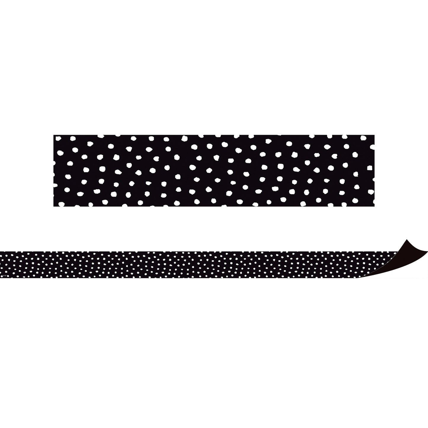 Black with White Painted Dots Magnetic Border, 24 Feet Per Pack, 2 Packs
