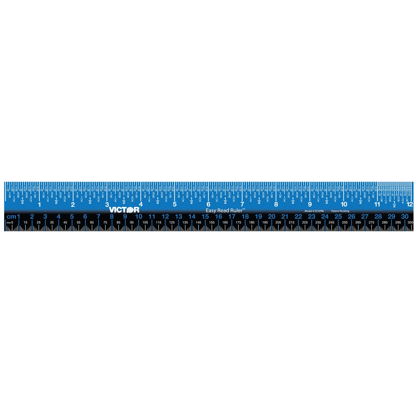 Easy Read™ Ruler, Plastic, Blue/Black, 12", Pack of 6