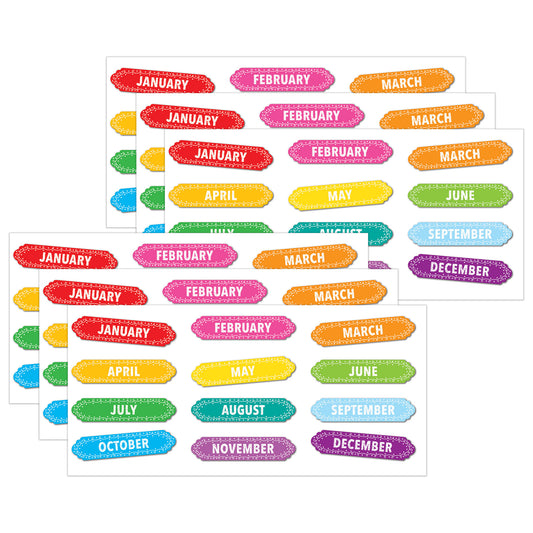 Magnetic Die-Cut Timesavers & Labels, Months of the Year, Chalk Loops, 12 Per Pack, 6 Packs