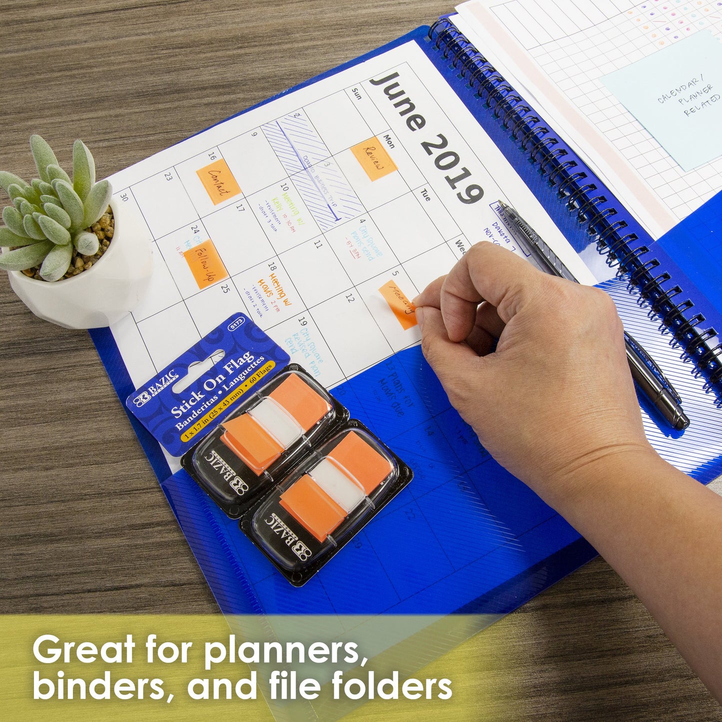 Assorted Neon Color Standard Flags with Dispenser, 60 Per Pack, 12 Packs