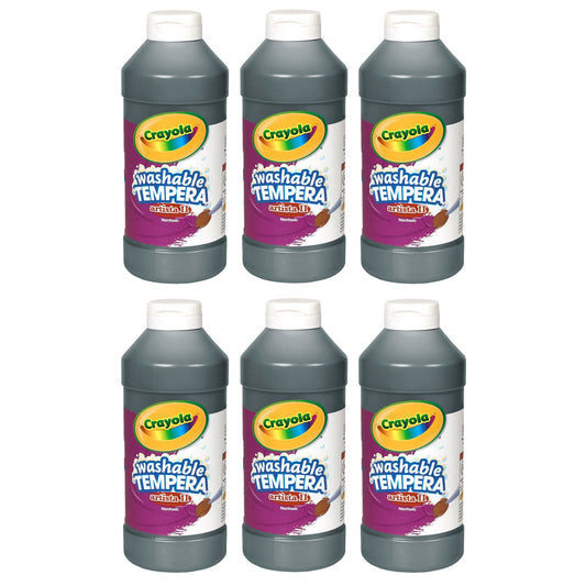 Artista II® Washable Liquid Tempera Paint, Black, 16 oz. Bottles, Pack of 6