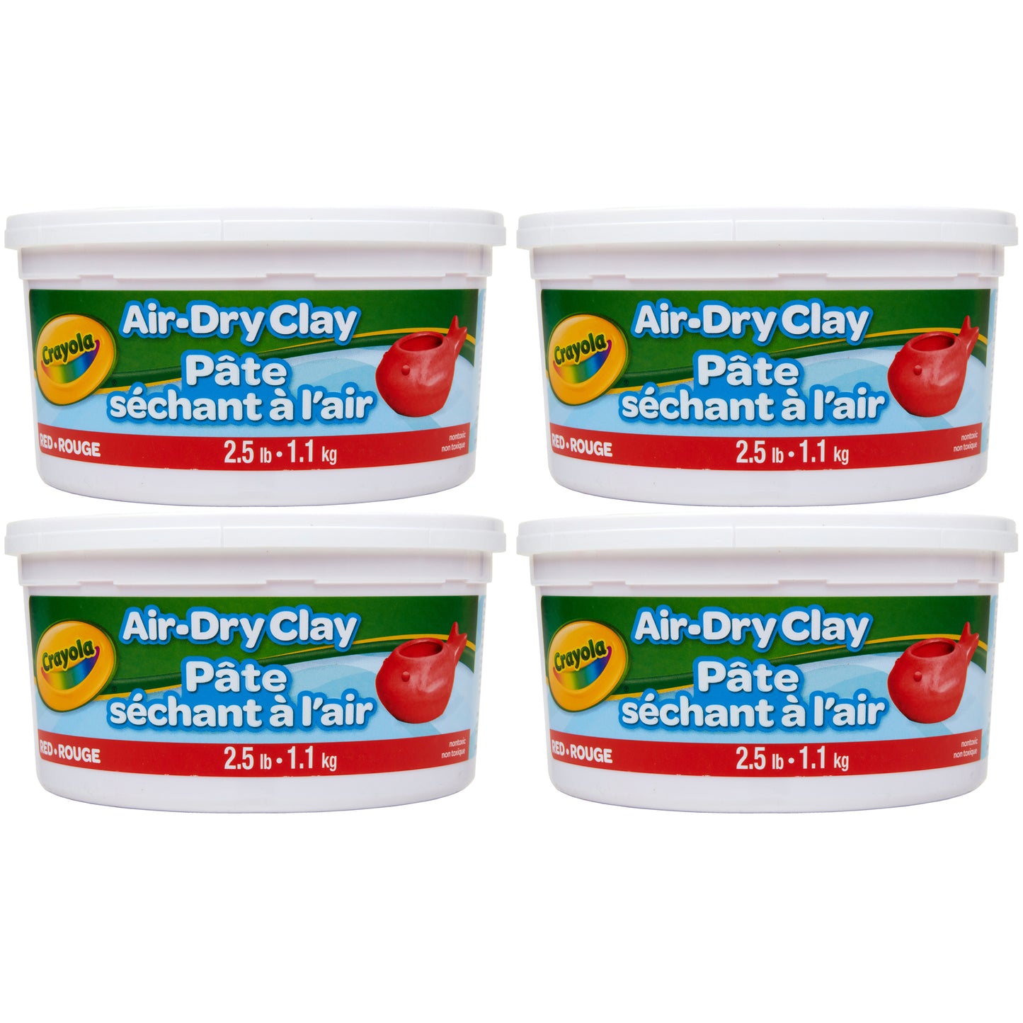 Air Dry Clay, 2.5lb Tub, Red, Pack of 4