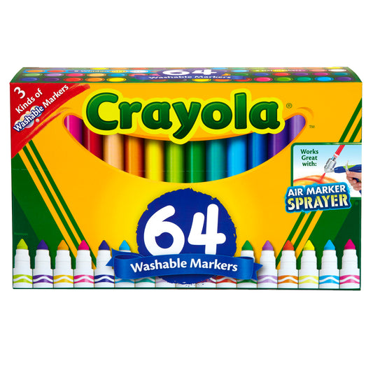 Washable Markers, Broad Line, Assorted Colors, Pack of 64