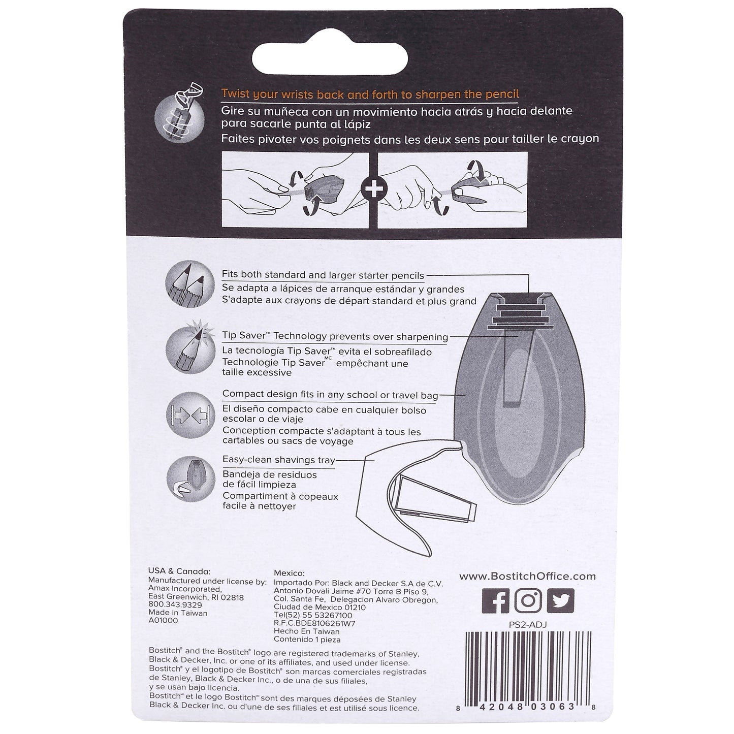 Twist-n-Sharp™ Duo Pencil Sharpener, Assorted Colors, Pack of 6