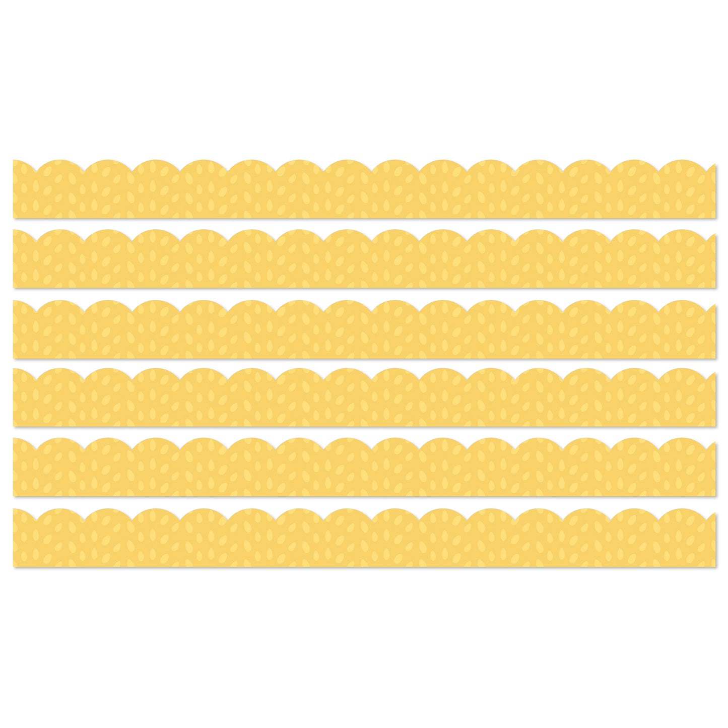 Grow Together Yellow with Painted Dots Scalloped Borders, 39 Feet Per Pack, 6 Packs