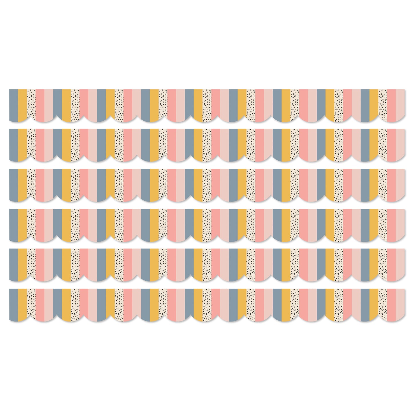 We Belong Stripes Scalloped Borders Per Pack, 39 Feet Per Pack, 6 Packs