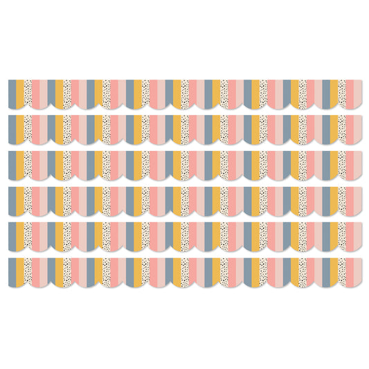 We Belong Stripes Scalloped Borders Per Pack, 39 Feet Per Pack, 6 Packs