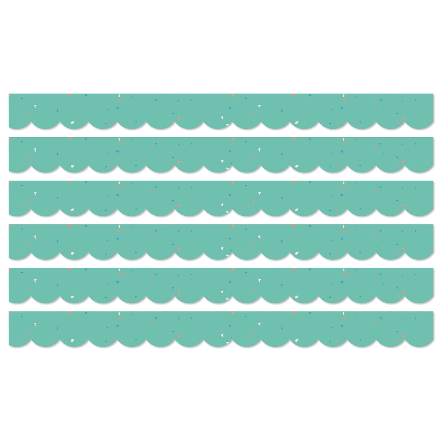 We Belong Speckled Teal Scalloped Borders Per Pack, 39 Feet Per Pack, 6 Packs