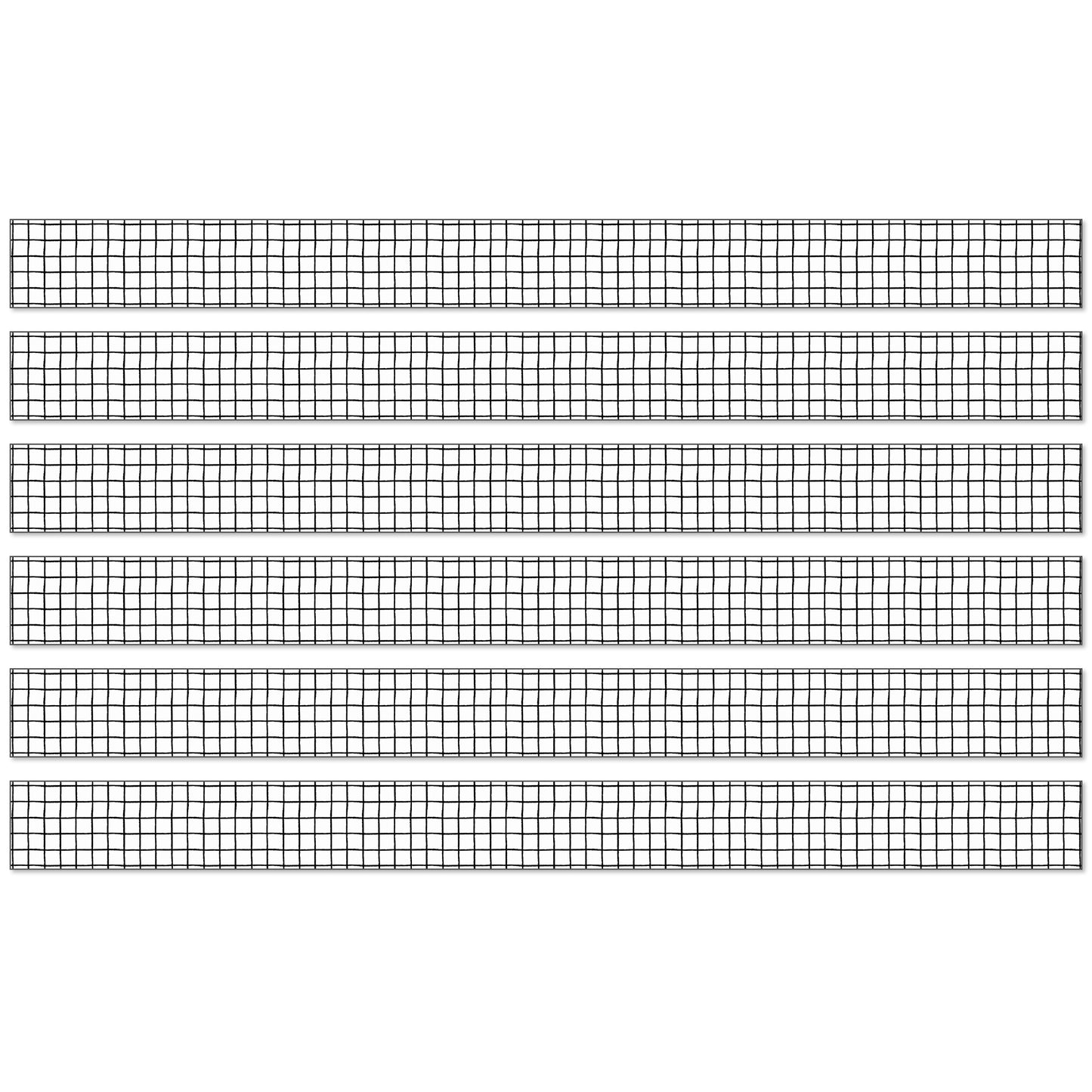 Creatively Inspired Black & White Grid Straight Borders, 36 Feet Per Pack, 6 Packs