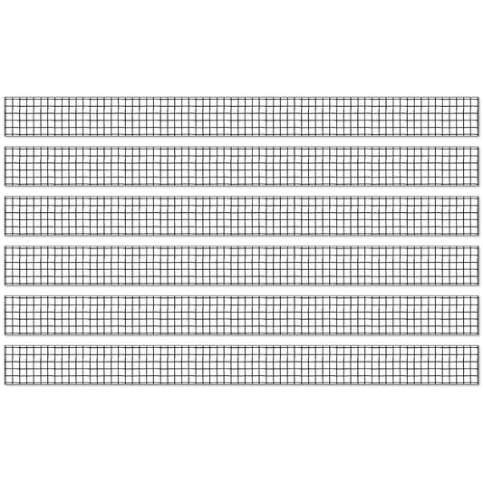 Creatively Inspired Black & White Grid Straight Borders, 36 Feet Per Pack, 6 Packs