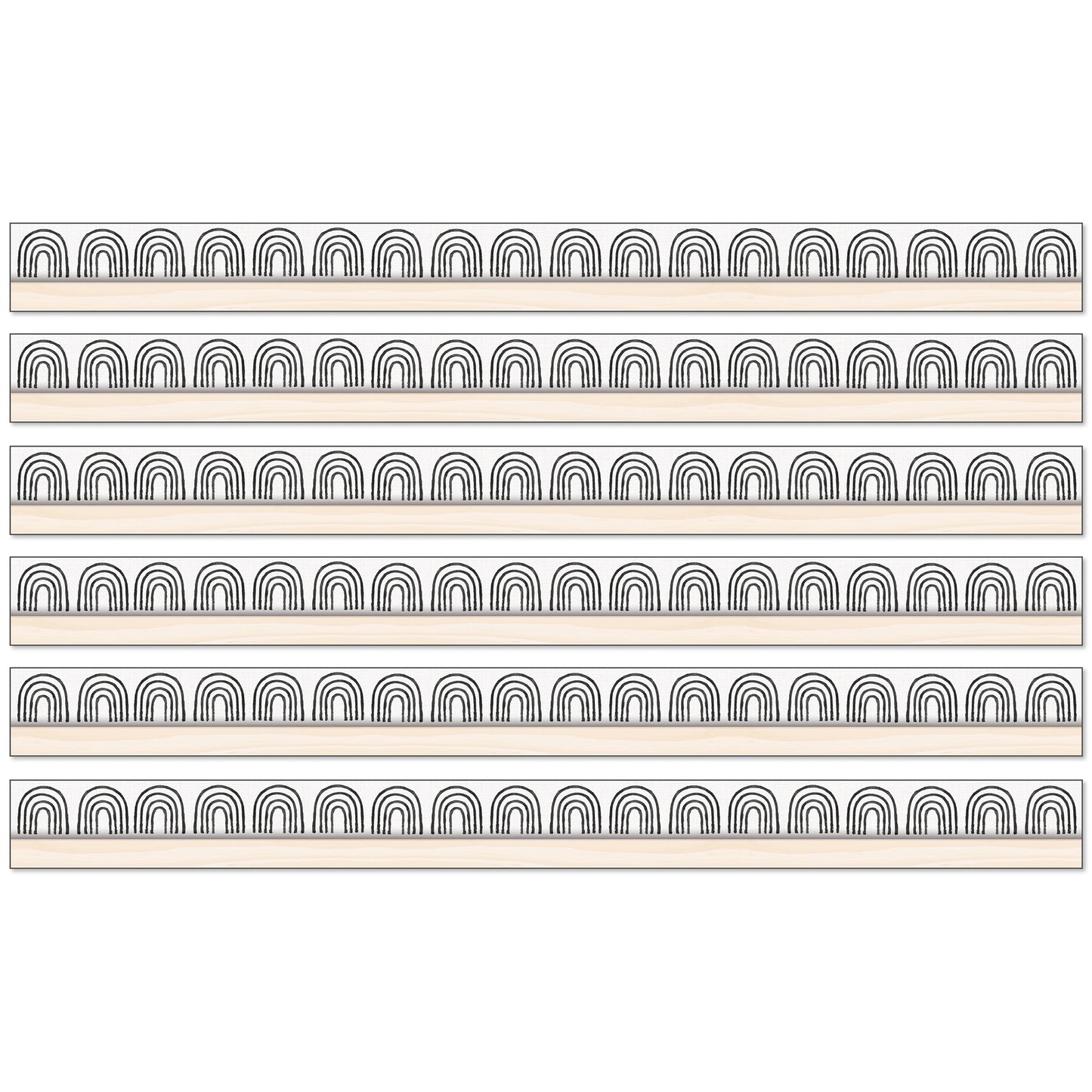 Creatively Inspired Rainbows Straight Borders, 36 Feet Per Pack, 6 Packs