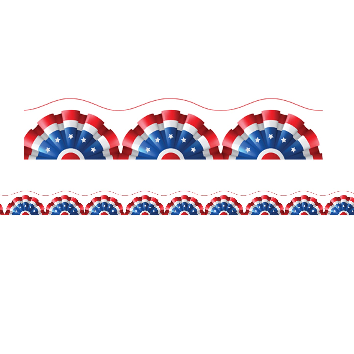 Borders/Trims, Magnetic, Scallop Cut - 1-1/2" x 24", Patriotic Theme, 24' per Pack, 2 Packs