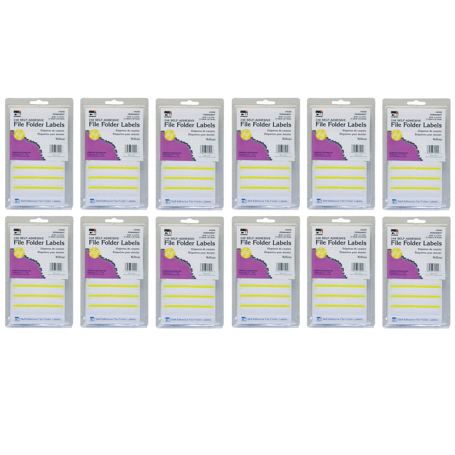 File Folder Labels, Yellow, 248 Per Pack, 12 Packs