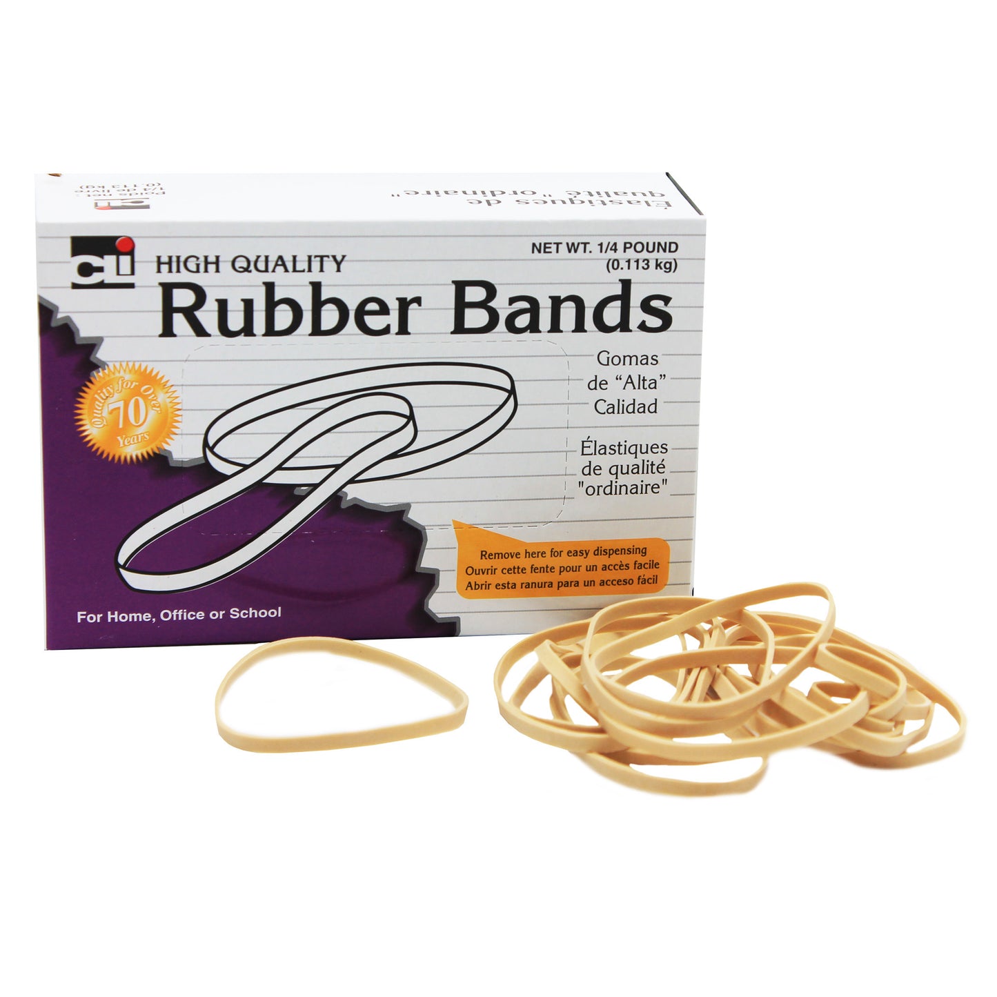 Rubber Bands, 3" x 1/8", 1/4 lb Box, 10 Boxes