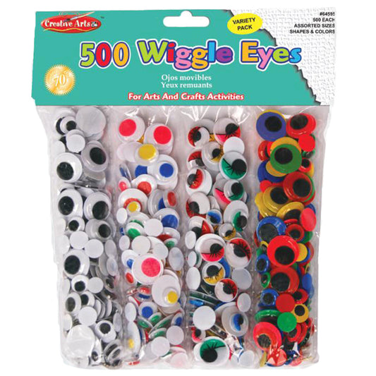 Creative Arts Wiggle Eyes Classpack, Assorted Sizes & Colors, Pack of 500