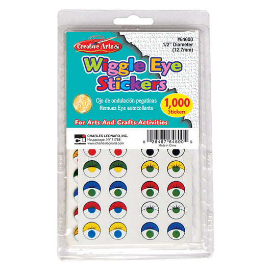 Creative Arts™ Wiggle Eyes Stickers, Assorted Colors, 1000 Per Pack, 2 Packs