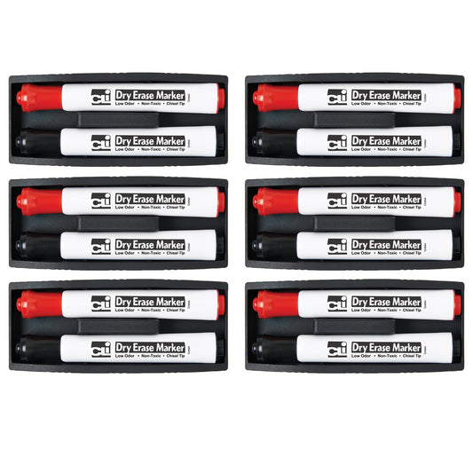 Magnetic Whiteboard Eraser with 2 Dry Erase Markers, Pack of 6
