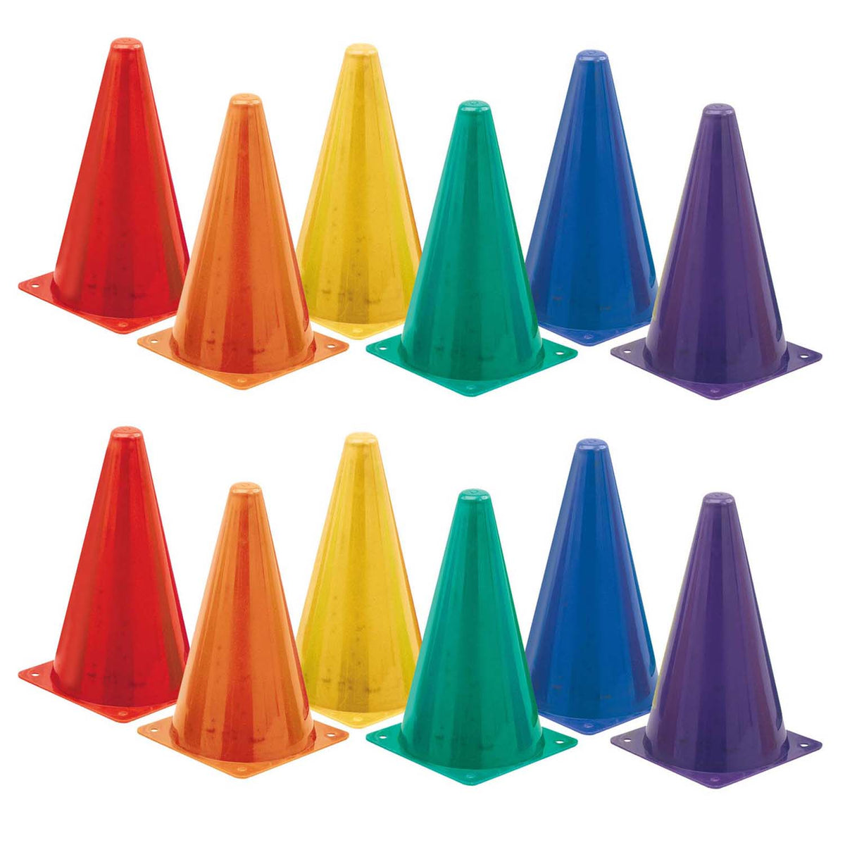 High Visibility Plastic Cone Set, Assorted Fluorescent Colors, 6 Per S ...