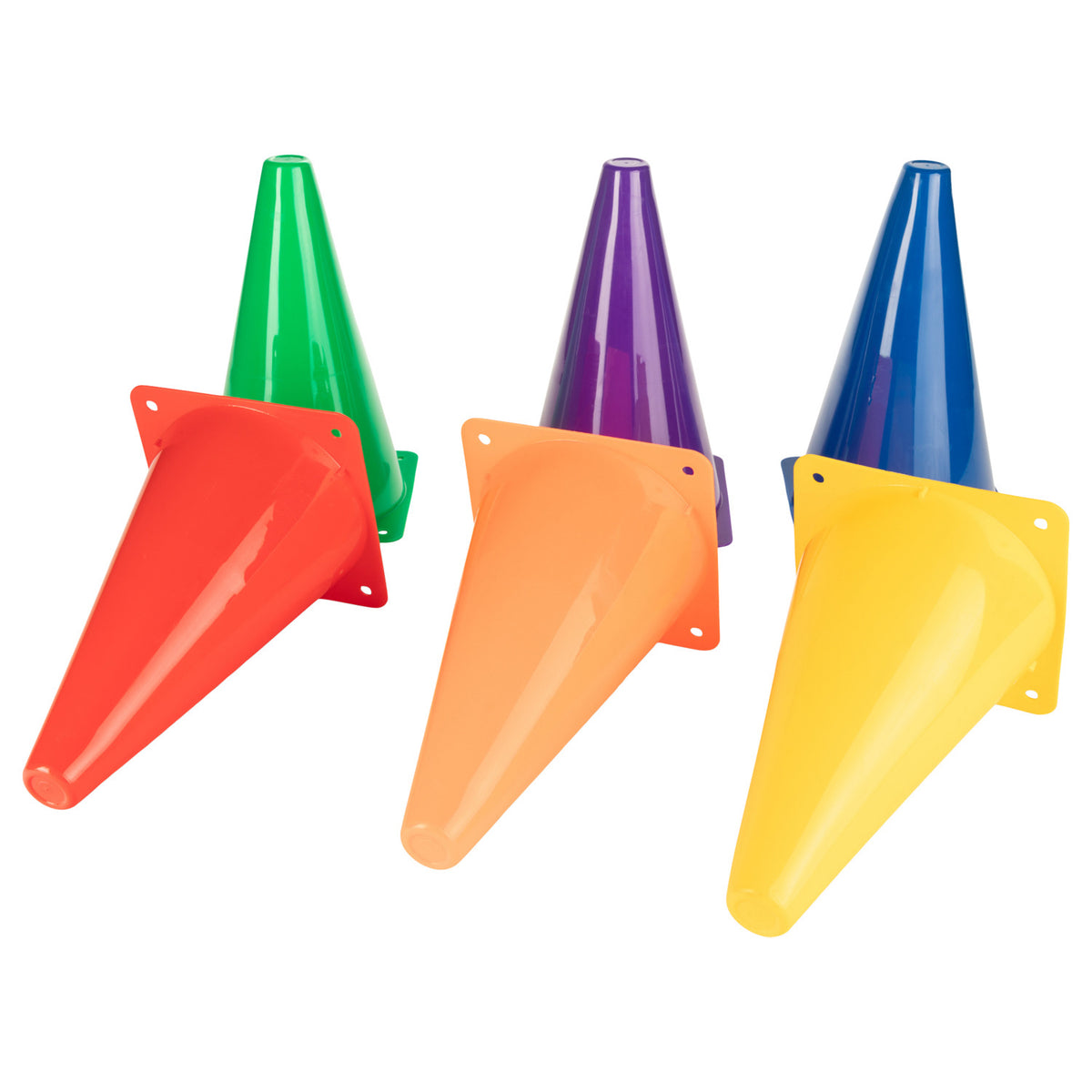 High Visibility Plastic Cone Set, Assorted Fluorescent Colors, 6 Per S ...