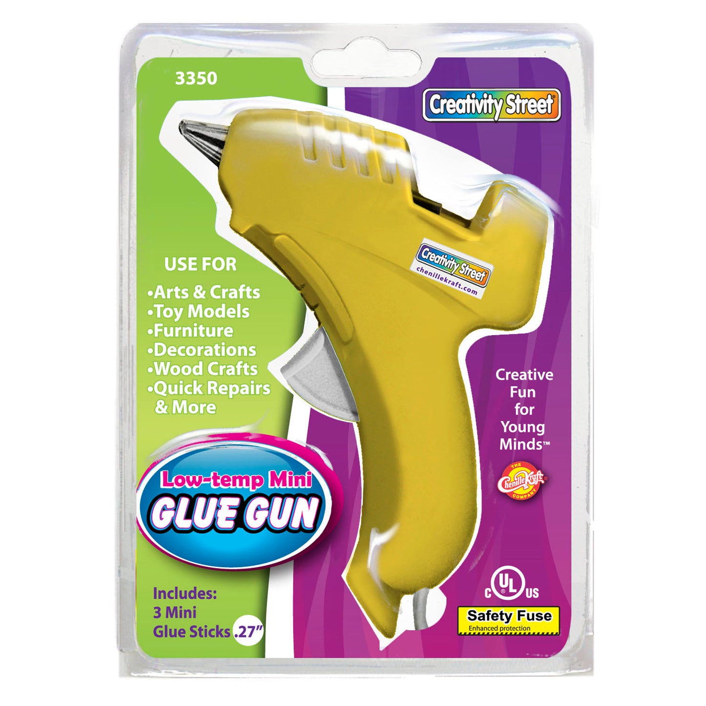 Low-Temp Mini Glue Gun, Yellow, 5.5" x 4", 1 Glue Gun + 3 Glue Sticks Per Pack, 2 Packs