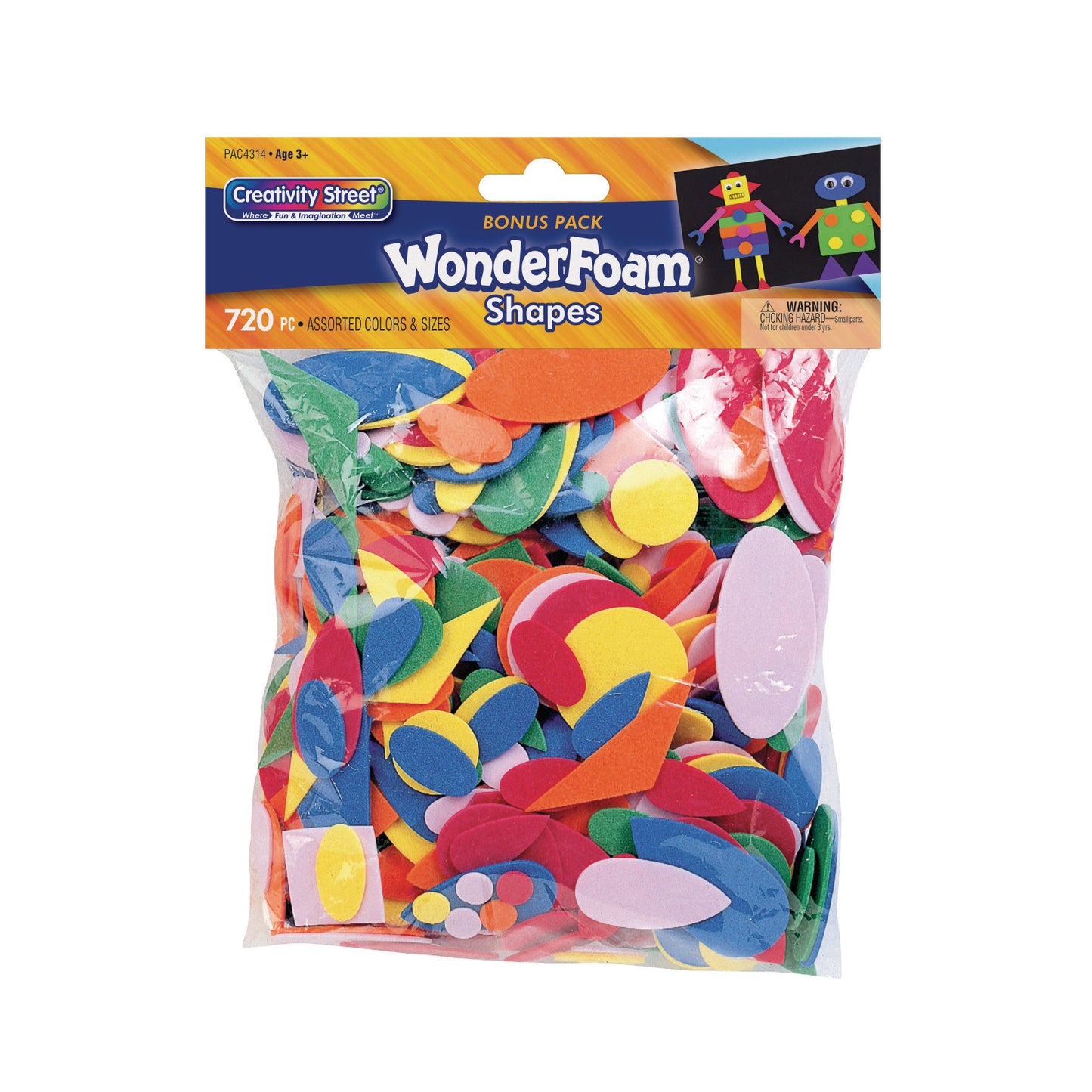 WonderFoam® Shapes, Assorted Sizes, 720 Pieces Per Pack, 3 Packs