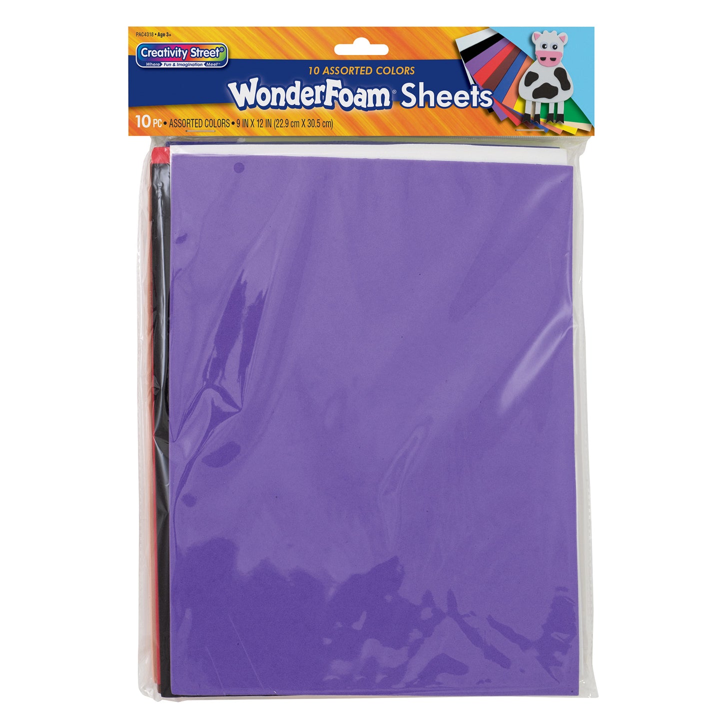 WonderFoam® Sheets, Assorted 10 Colors, 9" x 12", 10 Per Pack, 3 Packs