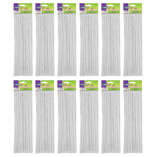 Regular Stems, White, 12" x 4 mm, 100 Per Pack, 12 Packs