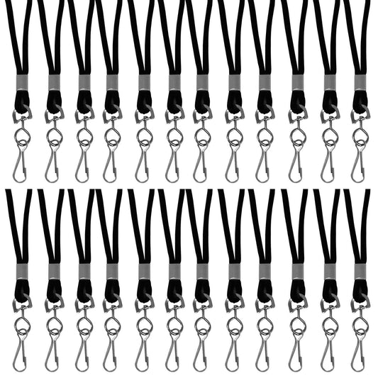 Standard Lanyard, Black, Swivel Hook, Pack of 24