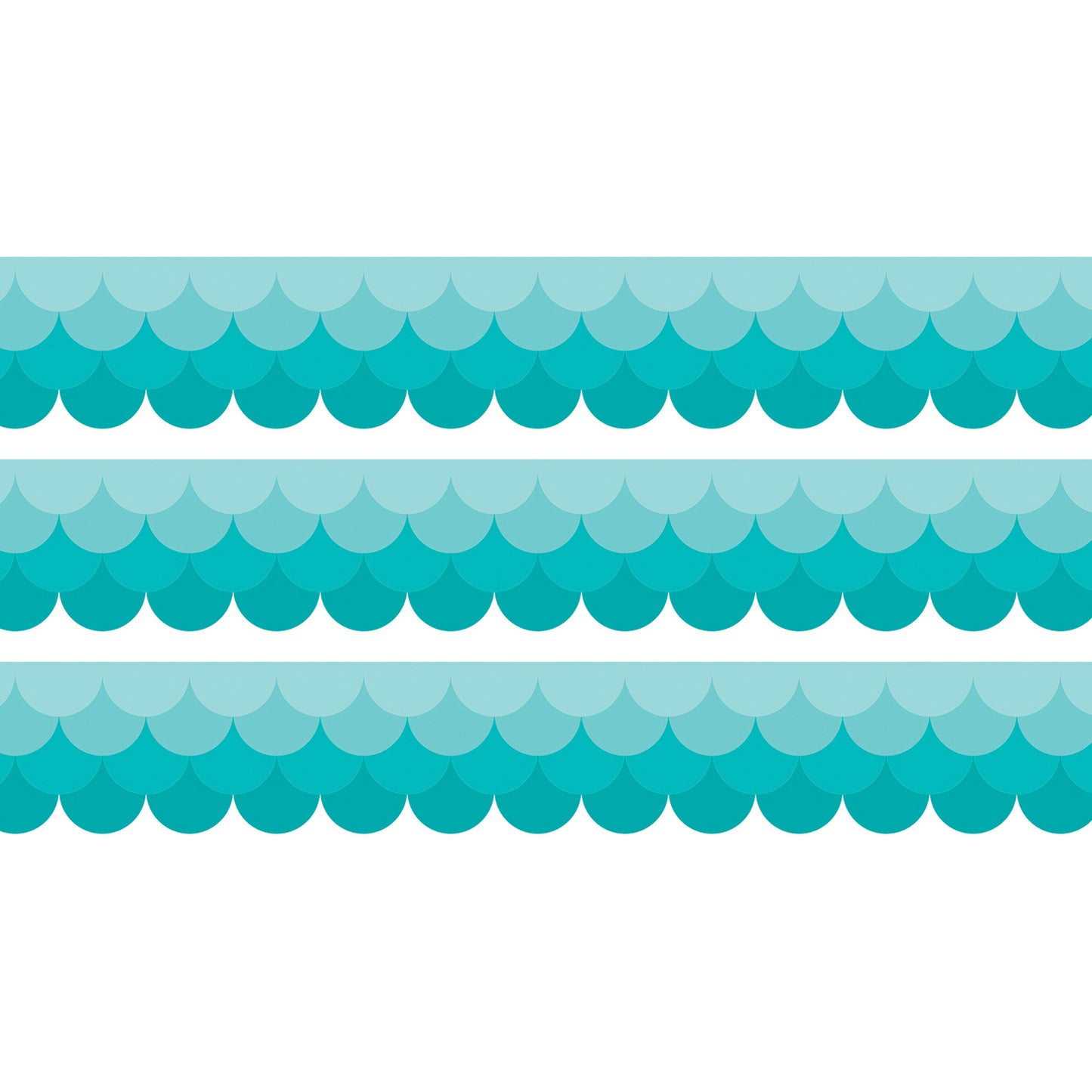 Painted Palette Ombre Turquoise Scallops EZ Border, 48 Feet Per Pack, 3 Packs