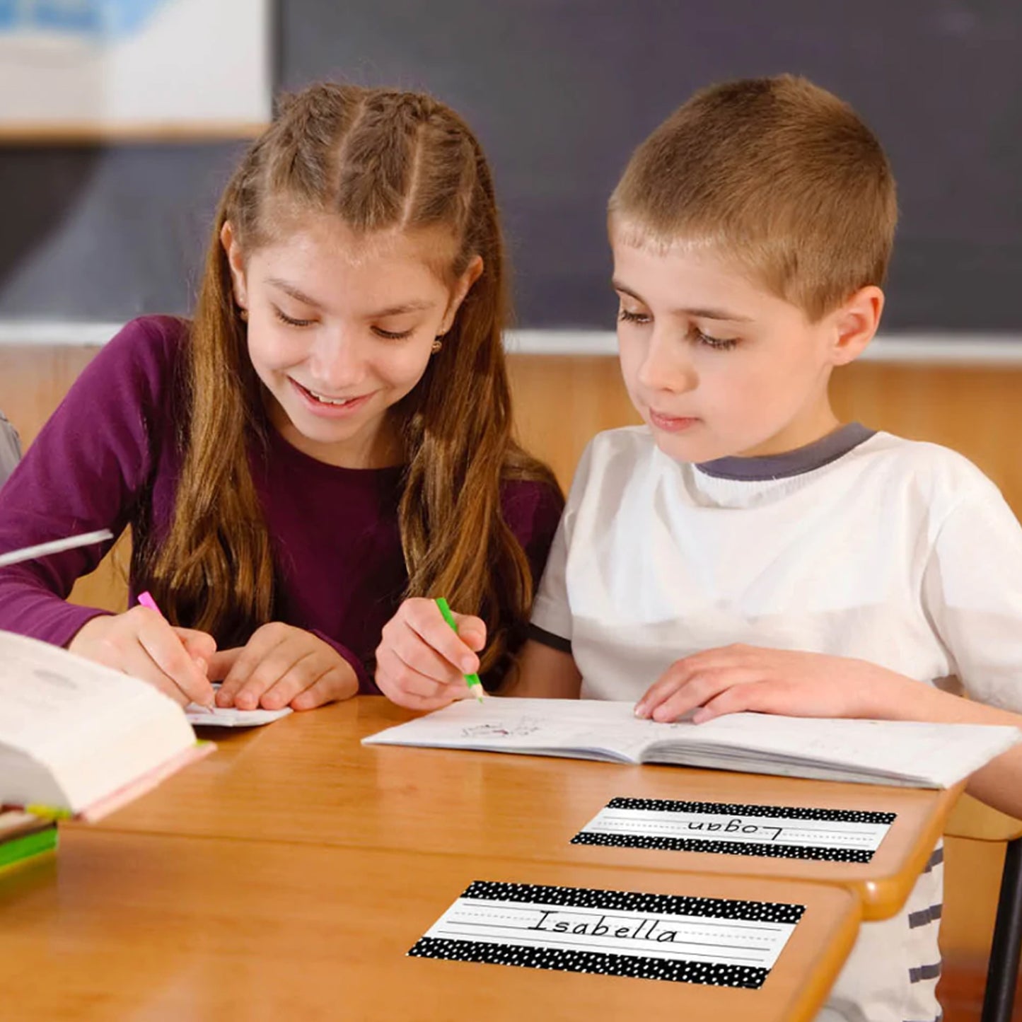 Messy Dots on Black Name Plates, 9-1/2" x 3-1/4", 36 Per Pack, 6 Packs