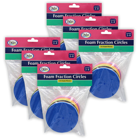 Easyshapes Foam Fraction Circles, 51 Pieces Per Set, 6 Sets