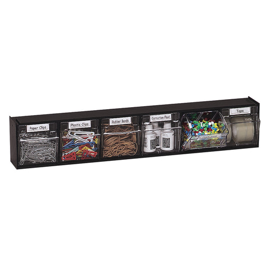 Tilt Bin® Interlocking Storage Bins, 6-Bin Unit, Black