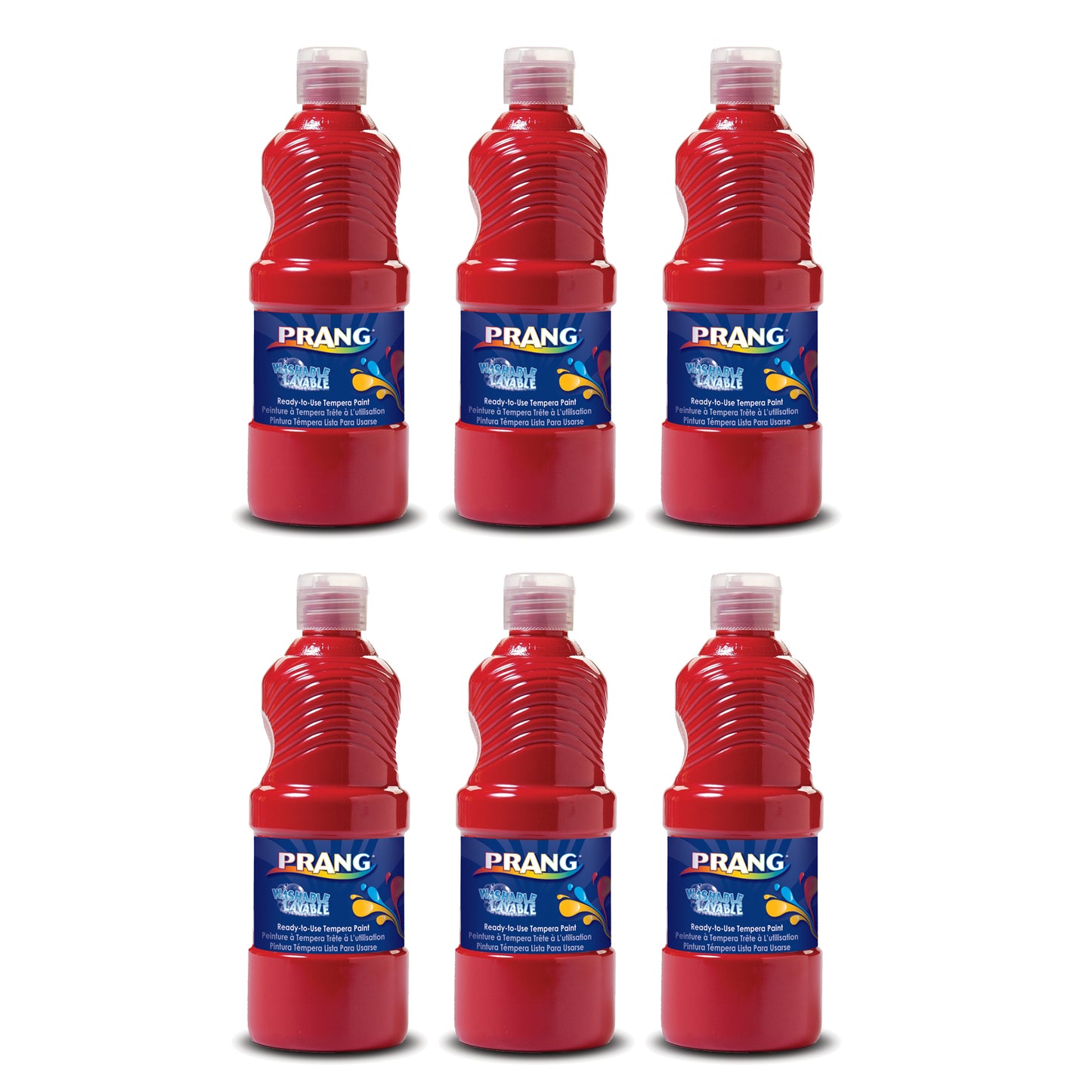 Washable Tempera Paint, Red, 16 oz, Pack of 6