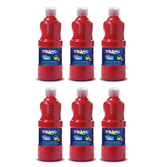 Washable Tempera Paint, Red, 16 oz, Pack of 6