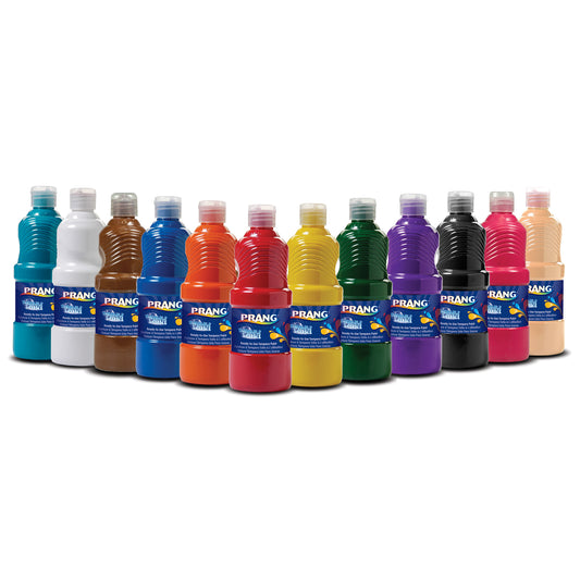 Washable Tempera Paint, Assorted Colors, 12 Count