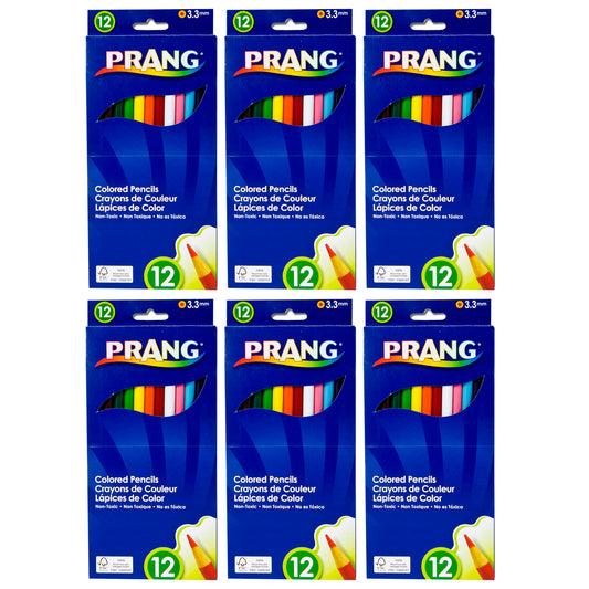 Thick Core Colored Pencils, Assorted Colors, 3.3 mm core, 12 Per Pack, 6 Packs